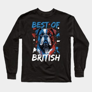 Bulldog Majesty : Best of British Pride - Colorful Red, White, and Blue Design Long Sleeve T-Shirt